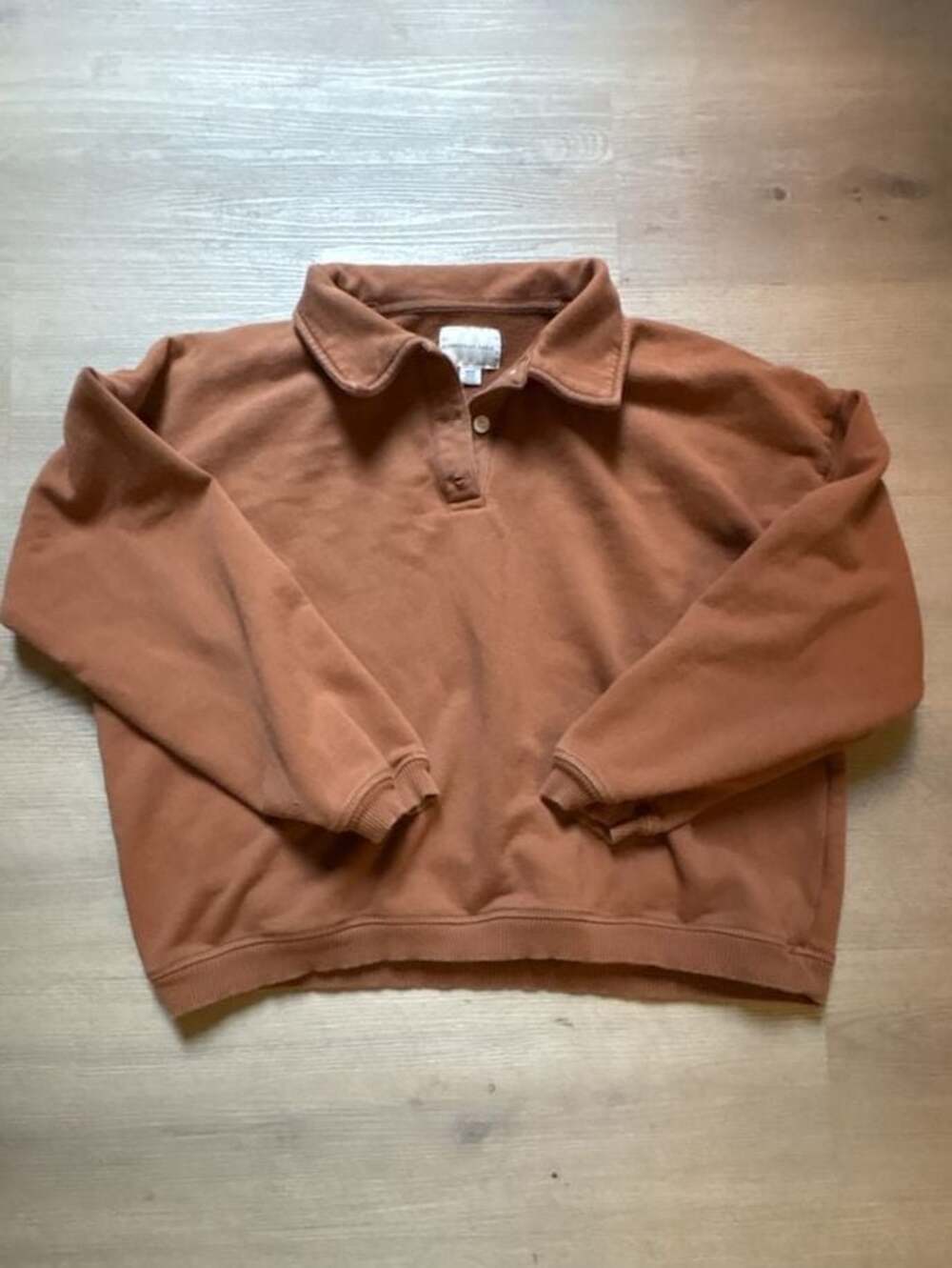 Cropped American Eagle Women's Brown Collared Polo Sweatshirt size small